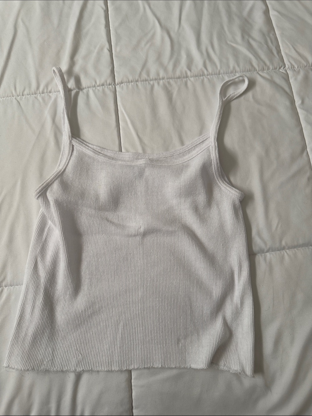 Brandy Melville White Ribbed Spaghetti Strap Tank